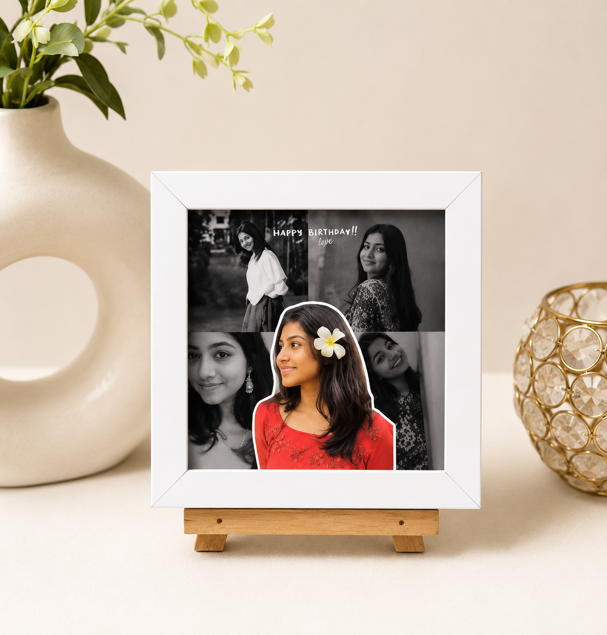 TheCUSTOMIzEr Collage Photo Collage Frame, Spotify Photo Frame with Black Border | 5x5 Inches Gift for Birthday and Friendship, Wall Mountable Picture Display (Whie Collage Frame)