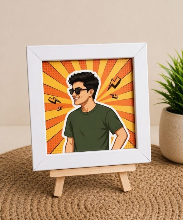 The customizer.in Personalized Caricature Pop Art customizable Photo Frame 5x5 inches