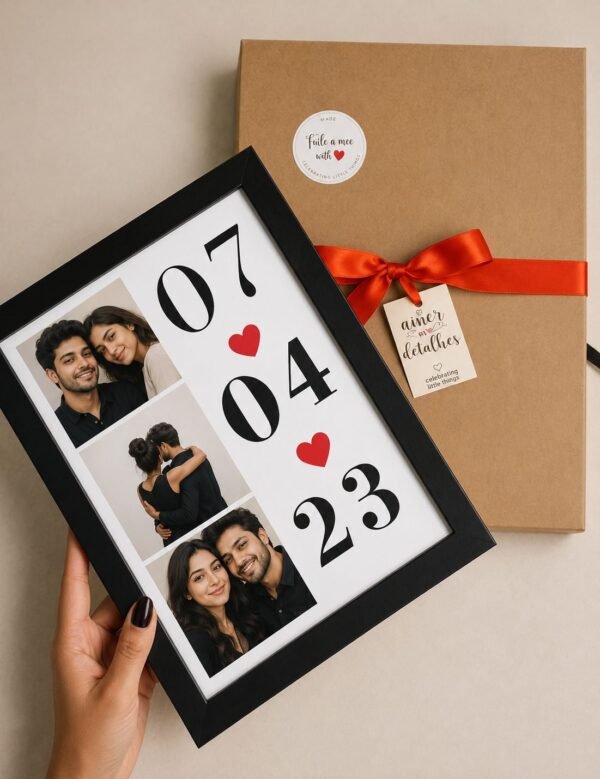 The customizer.in Personalized Anniversary Date customizable Photo Frame 8x12 inches with 3 photos