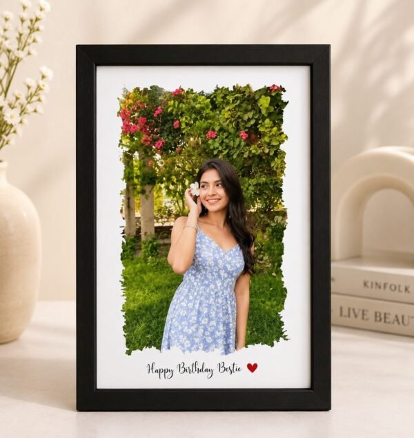 The Customizer.in Personalized Happy Birthday Floral customizable Photo Frame of 8x12 inches