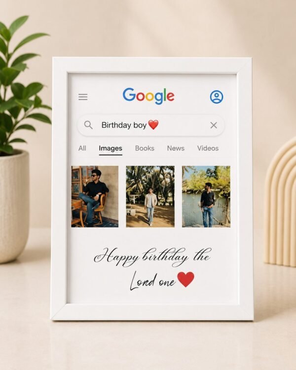 The Customizer.in Personalized customizable Google Search Birthday Photo Frame of 8x12 inch, 3 photos