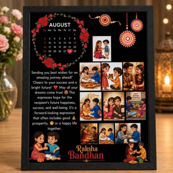 The customizer.in Raksha Bandhan Rakhi Calendar Collage Frame of 8x12, upto 10 photos